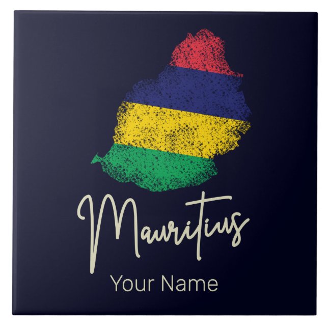 Mapa das Ilhas Maurícias - Bandeira Vintage - Ocea (Frente)