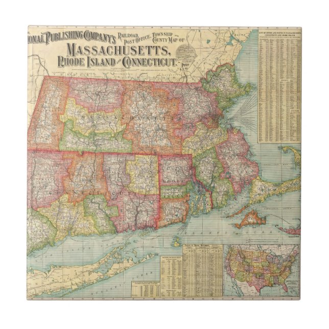 Mapa das Vintagens dos Estados da Nova Inglaterra  (Frente)