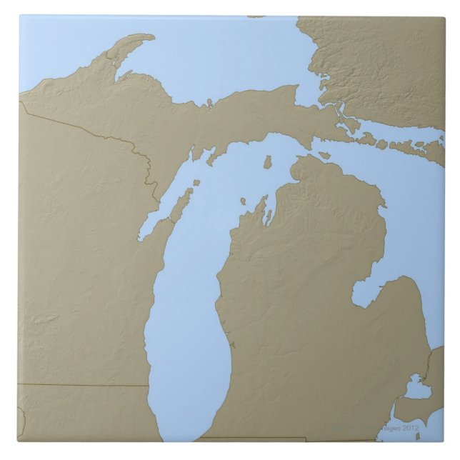 Mapa de alivio de Michigan (Frente)