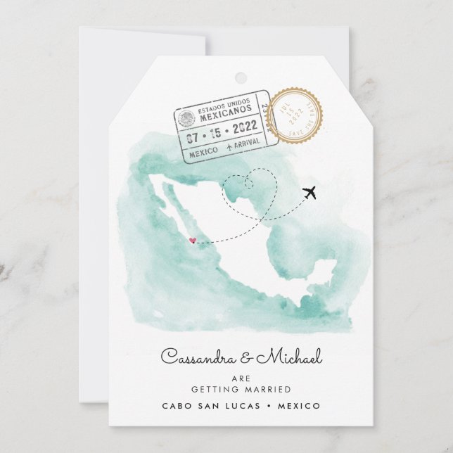 Mapa de Aquarela do México | Cabo | Casamento de D (Frente)