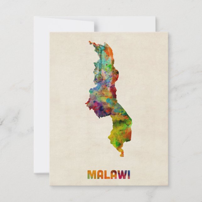 Mapa de Aquarelas do Malawi (Frente)