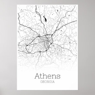 Mapa de Atenas - Geórgia - poster do mapa da