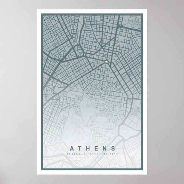 Mapa de Atenas Impressão 8 CORES DISPONÍVEIS Cidad (Frente)