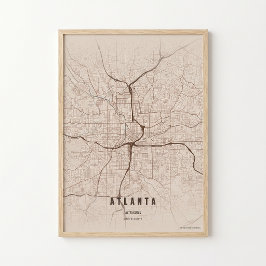 Mapa de Atlanta Impressão Cidade da Geórgia Wallar