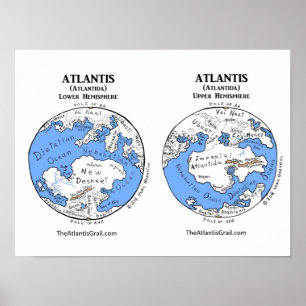 Mapa de Atlantis - ambos os hemisférios - poster