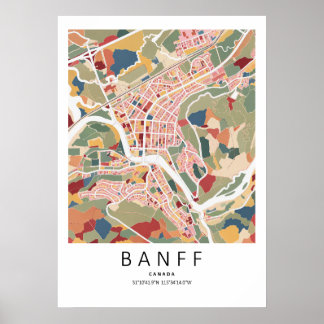 Mapa de Banff Alberta Poster | Arte de Parede de C