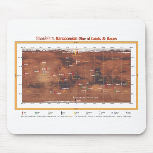Mapa de Barsoomian das terras e das raças Mousepad (Frente)