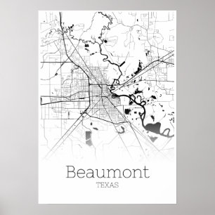 Mapa de Beaumont - Texas - poster do mapa da