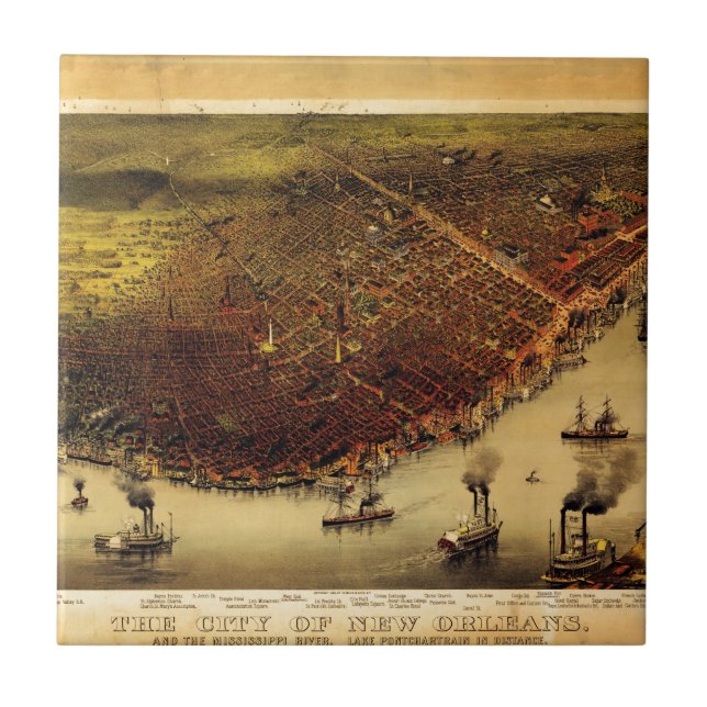 Mapa de Birdseye de Nova Orleães (1885) (Frente)