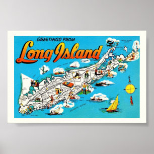Mapa de Boas-Vindas de Long Island Impressão 6x4