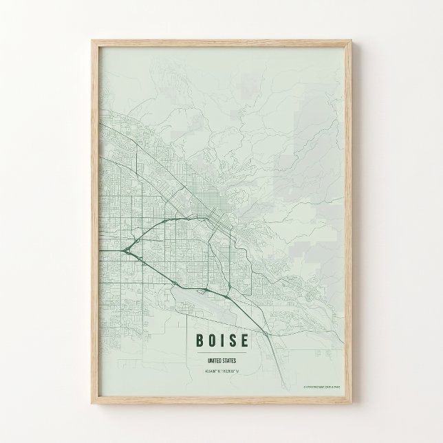 Mapa de Boise Sage Impressão Poster Arte de Parede (Criador carregado)