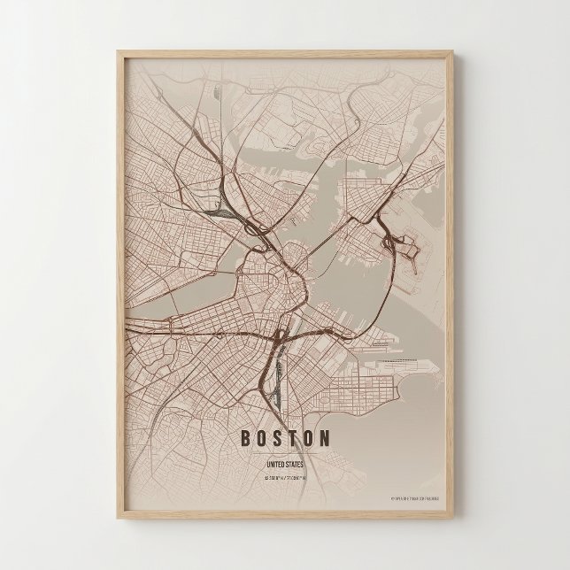 Mapa de Boston Impressão Rústica Arte de Parede da (Criador carregado)
