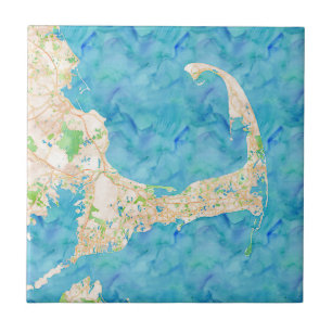 Mapa de Cabo Cod de Aquarela