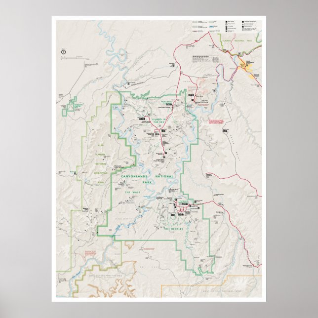 Mapa de Canyonlands (Utah) poster (Frente)