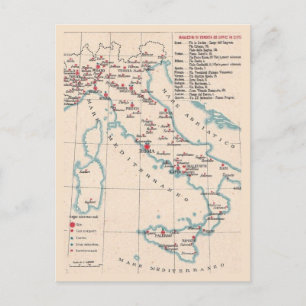 Mapa de cartão postal antigo da Itália