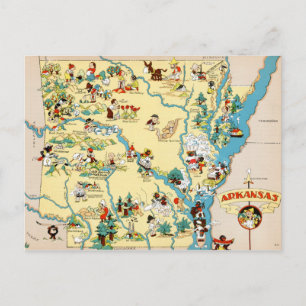 Mapa de Cartões de Arkansas Vintage