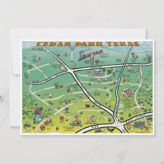 Mapa de Cartões do Cedar Park Texas (Frente)