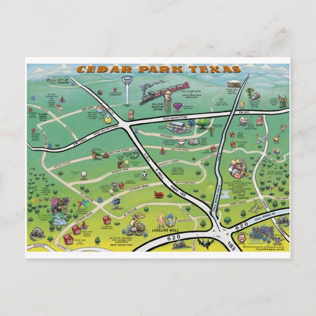 Mapa de Cartões do Cedar Park Texas (Frente)