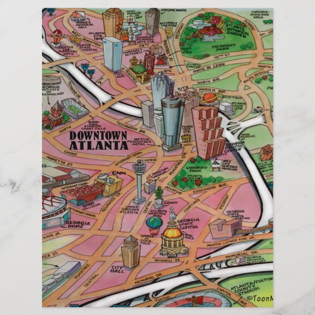 Mapa de Cartoons da Geórgia do centro Atlanta (Frente)