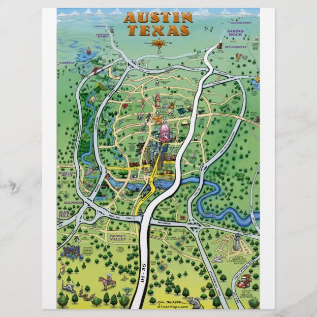 Mapa de Cartoons de Austin Texas (Frente)