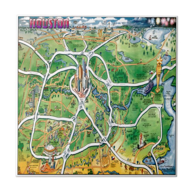 Mapa de Cartoons de Houston Texas (Frente)
