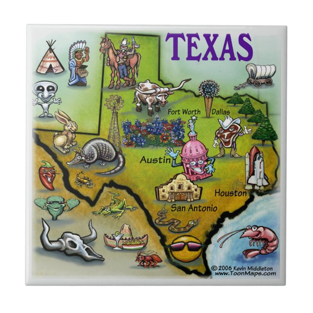 Mapa de Cartoons do Texas (Frente)