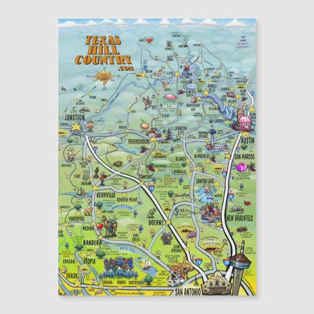 Mapa de Cartoons do Texas Hill Country (Frente)