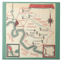 Mapa de Cerâmica do Vinho de St. Emilion Bordeaux
