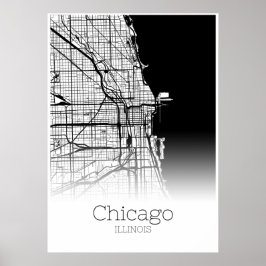 Mapa de Chicago - IL de Illinois - Poster do Mapa 