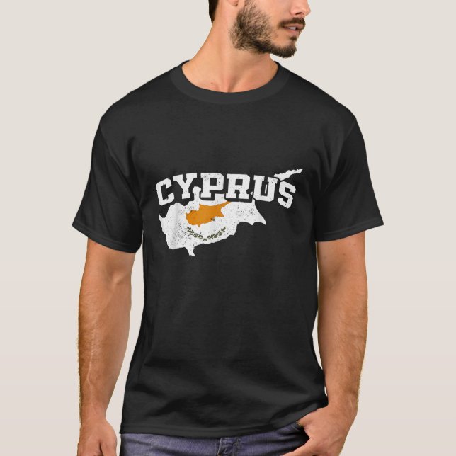 Mapa de Chipre e bandeira Suvenir - Camisa de Chip (Frente)