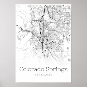 Mapa de Colorado Springs - Colorado - poster do