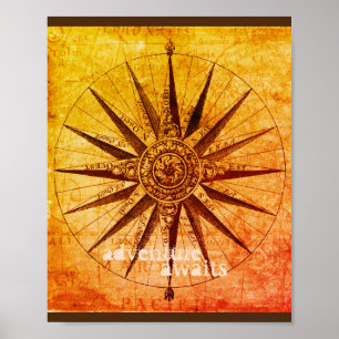 mapa de compasso do poster das citações do estil