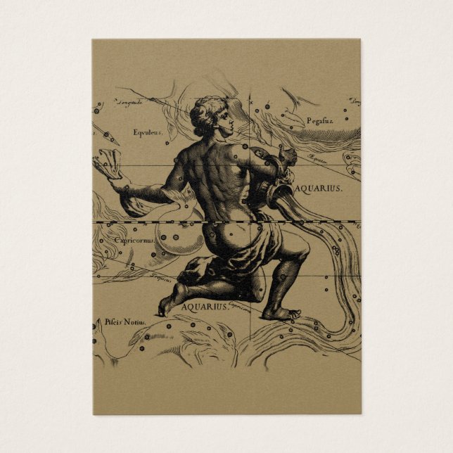 Mapa de Constelação de Aquário Hevelius 1690 em Ta (Frente)
