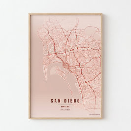Mapa de Coral de San Diego Impressão Poster Arte d