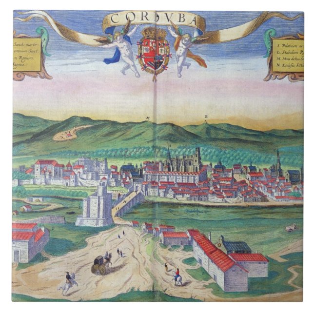 Mapa de Córdova, de "Civitates Orbis Terrarum" (Frente)
