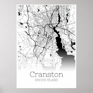 Mapa de Cranston - Rhode Island - Poster do mapa d