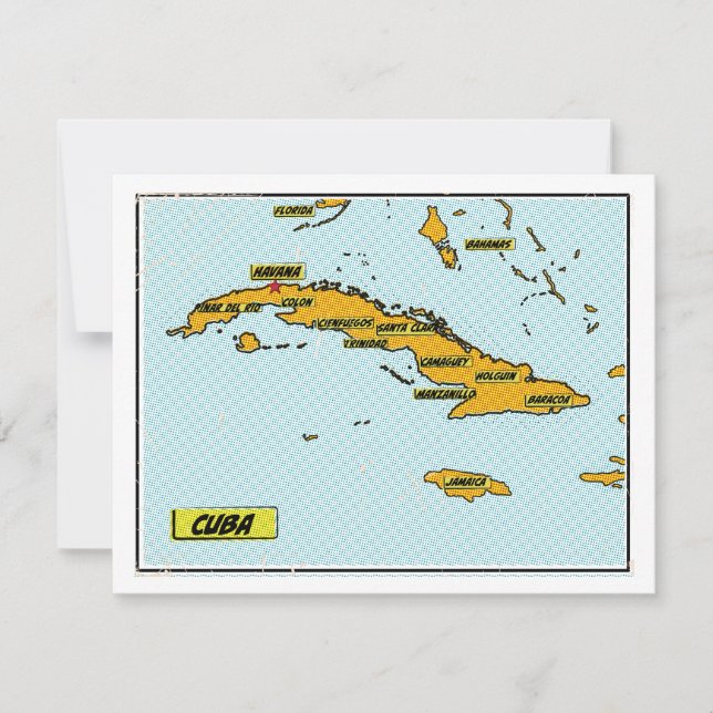 Mapa de Cuba de Quadrinhos Antigos (Frente)