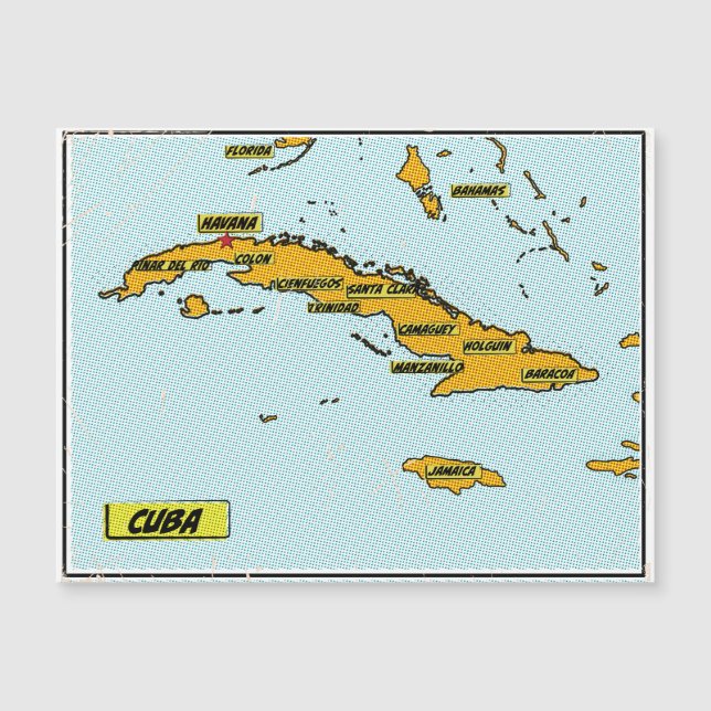 Mapa de Cuba de Quadrinhos Antigos (Frente)