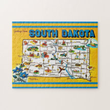 Mapa de Dakota do Sul 11x14 Quebra-cabeça