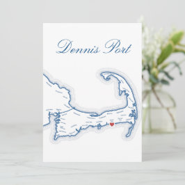 Mapa de Dennis Port Cape Cod Cartão de Nome de Mes
