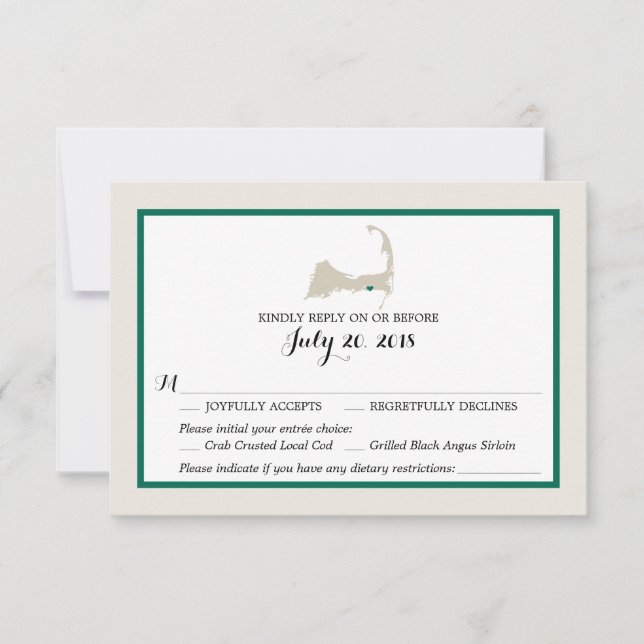 Mapa de Dennis Port Cape Cod | Menu RSVP de Casame (Frente)