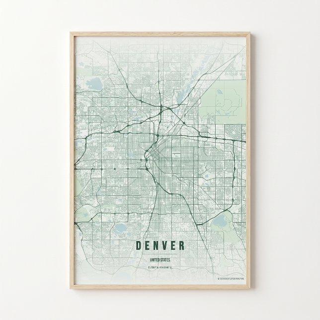 Mapa de Denver Esmeralda Arte de Parede de Poster  (Criador carregado)