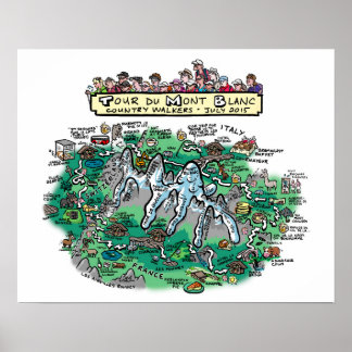 Mapa de desenho do Tour du Mont Blanc - poster de