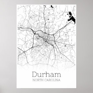 Mapa de Durham - North Carolina - poster do mapa