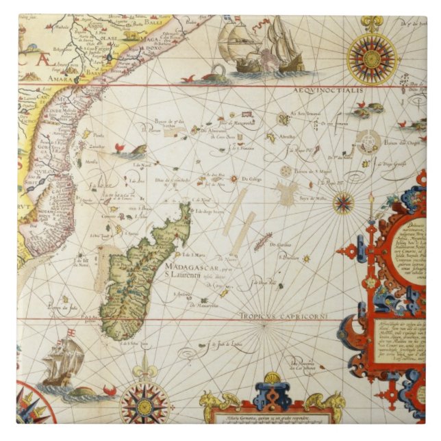 Mapa de East Africa e de Madagascar, 1596 (colo da (Frente)