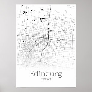 Mapa de Edimburgo - Texas - Poster do Mapa da Cida