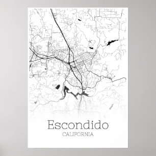 Mapa de Escondido - Califórnia - poster do mapa d