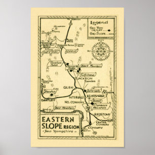 Mapa de Esqui Vintage de New Hampshire Impressão