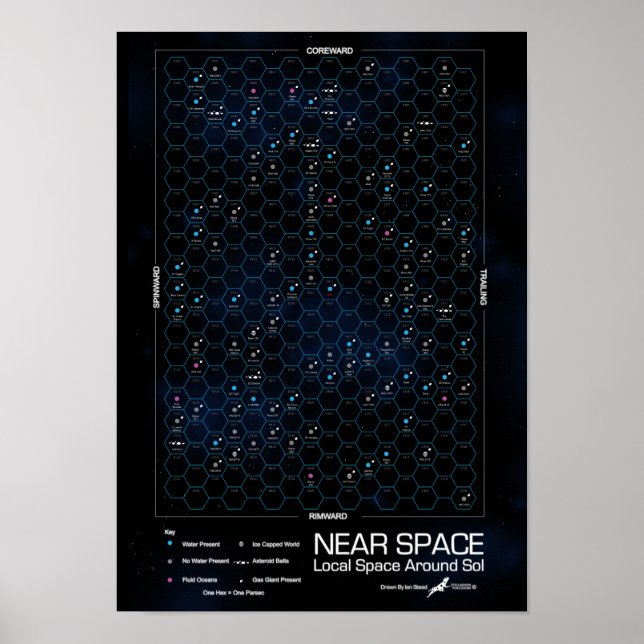 Mapa de estrelas do Poster de Hexágono do Espaço P (Frente)