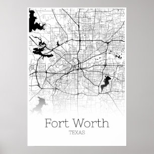 Mapa de Fort Worth - Texas - poster do mapa da